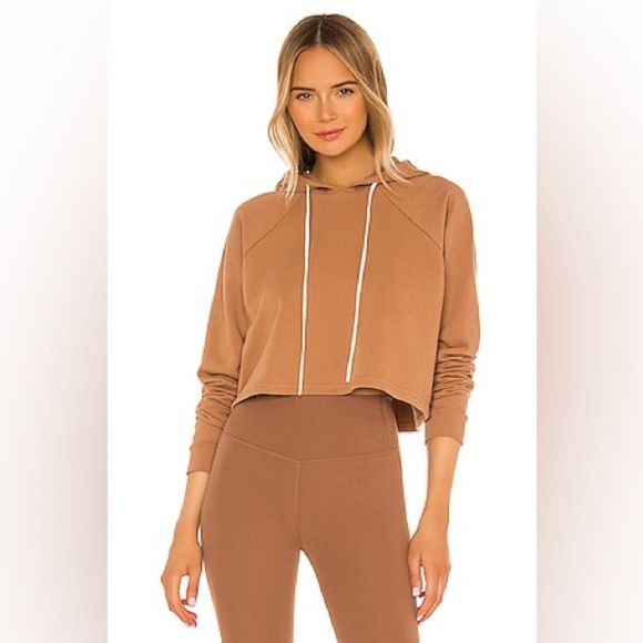 Splits59 Women’s Zoey Relaxed Cropped Hoodie in Cafe Au Lait Size S - Picture 1 of 9